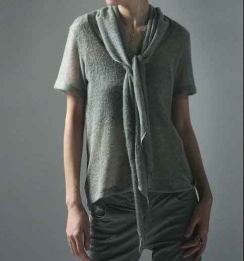 Gray Sweater with Scarf