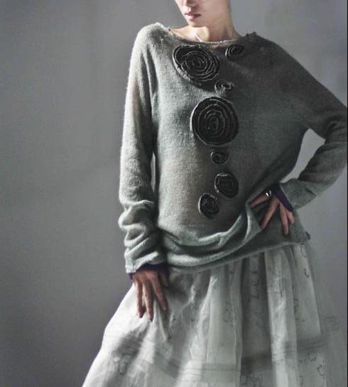 Gray Sweater Flowers Decors