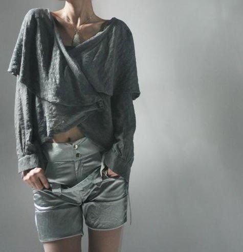 Gray Big Collar Mini Jacket