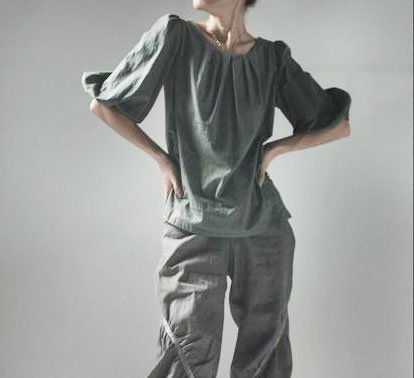 Half Sleeves Gray Cotton Top