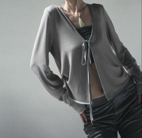 Gray Strapping Cardigan