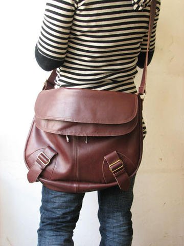 Wine Red Color Unisex Leather Shoulder bag