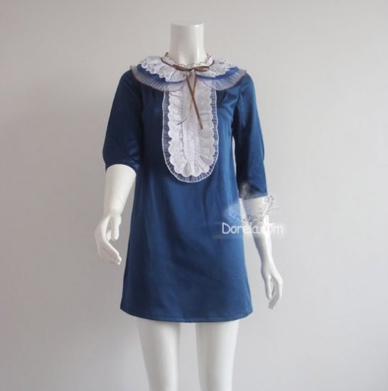 Blue lotus collar silk party dress