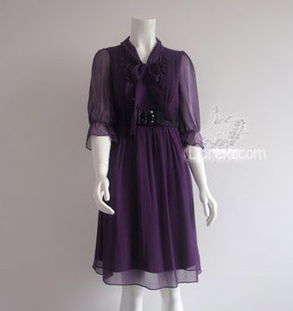 Bowknot silk dress 3 colors