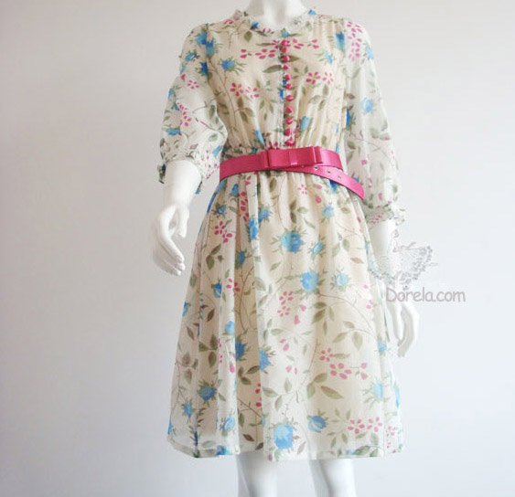 Floral pattern silk dress 2 colors.