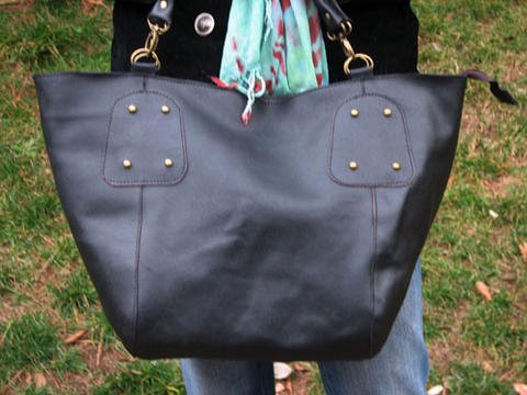 Large Mommy Bag - Black Genuine Leather