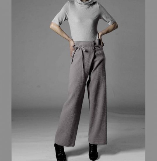 Gray cotton adjustable formal pants