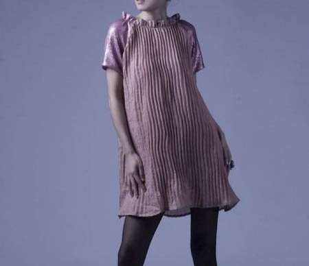 Pink Shine Sleeves Silk Dress