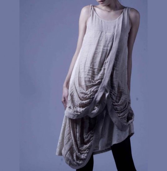 Biege color multi layer sun dress