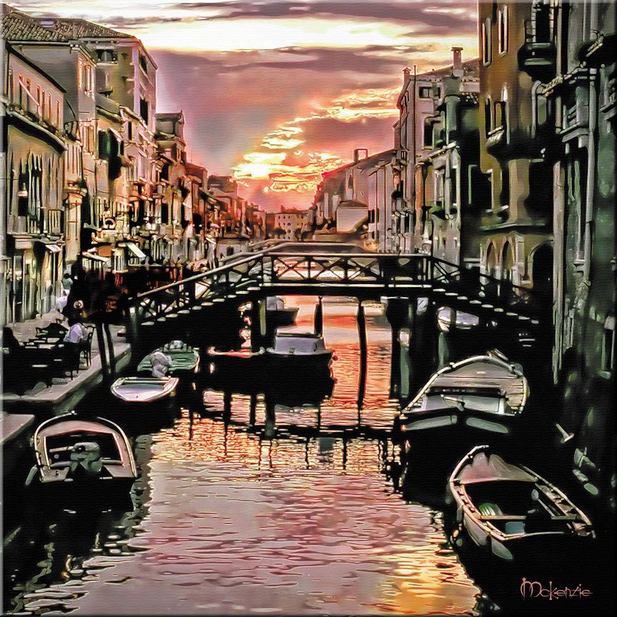 "BOATS IN SHADOW" Tuscany Italy Italian Boats Painting (32" x 40")