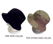 Chino Reversible Hats- Kids 48 Cm Size- Black And Khaki- Cotton Twill ( Ordered By the Dozen
