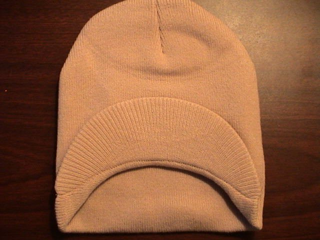 Khaki Single Visor Beanie - 100% Cotton- One Size Fits All- Beanies