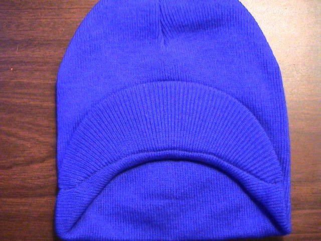 Royal Blue Single Visor Beanie - 100% Cotton- One Size Fits All- Beanies