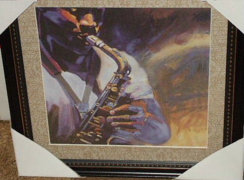 Saxophone Jazz Musician Framed Picture Wall Decor