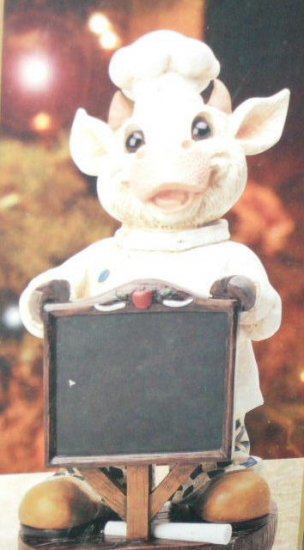 Country Cow Chef Figurine Chalkboard Memo Board