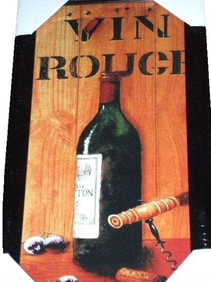 Vin Rouge Wine and Corkscrew Framed Print Wall Art