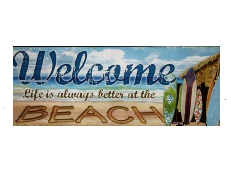 Beach Welcome Sign Wooden Plaque