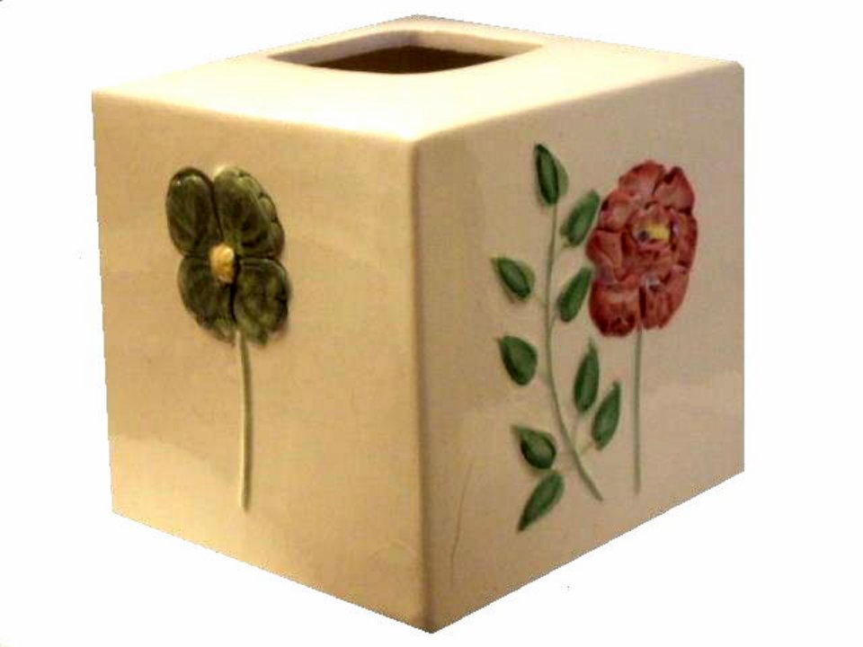Floral Tissue Box Cover Ceramic Bath Decor