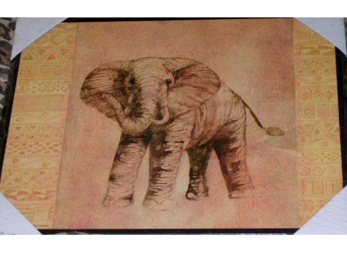 African Safari Elephant Wood Wall Plaque Art