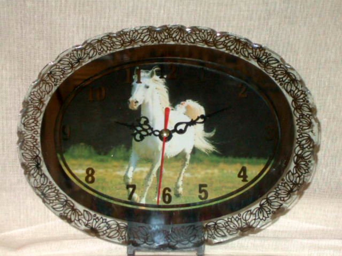 White Stallion Horse Clock Mirror and Lights