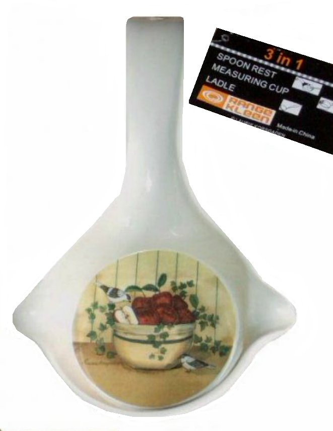 Birds and Apples Spoon Rest Ladle Measuring Cup