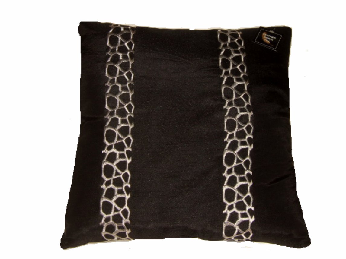 Brown Feather Down Pillow Embroidered Animal Print Design