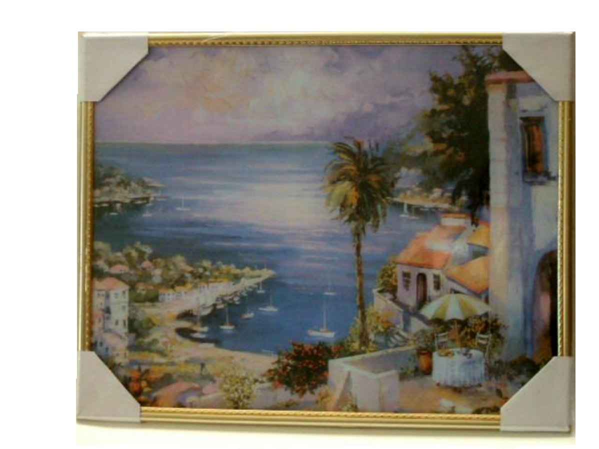 Seaside Port Framed Picture Tropical Palms Wall Art
