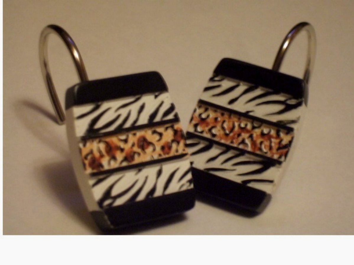 Zebra Stripes Leopard Print Shower Curtain Hooks