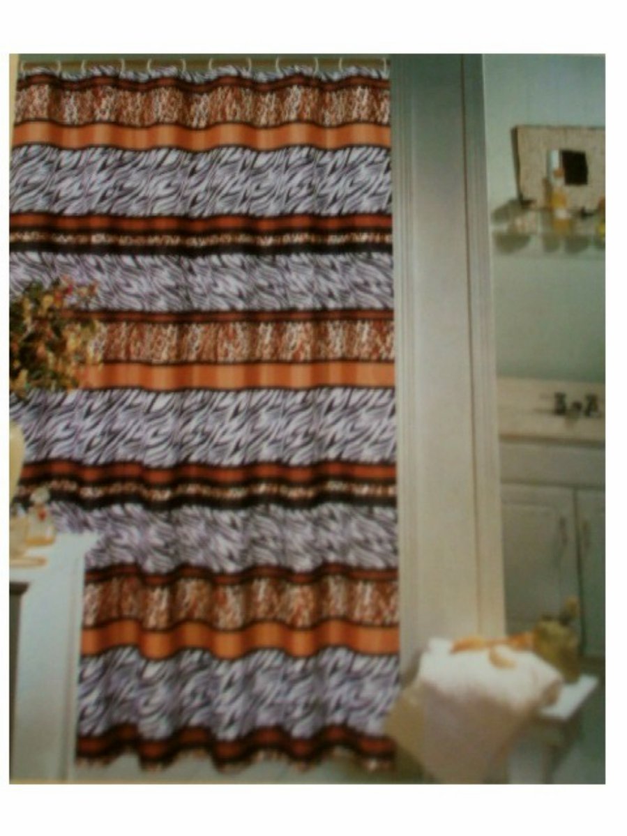 Zebra Leopard Print Fabric Shower Curtain