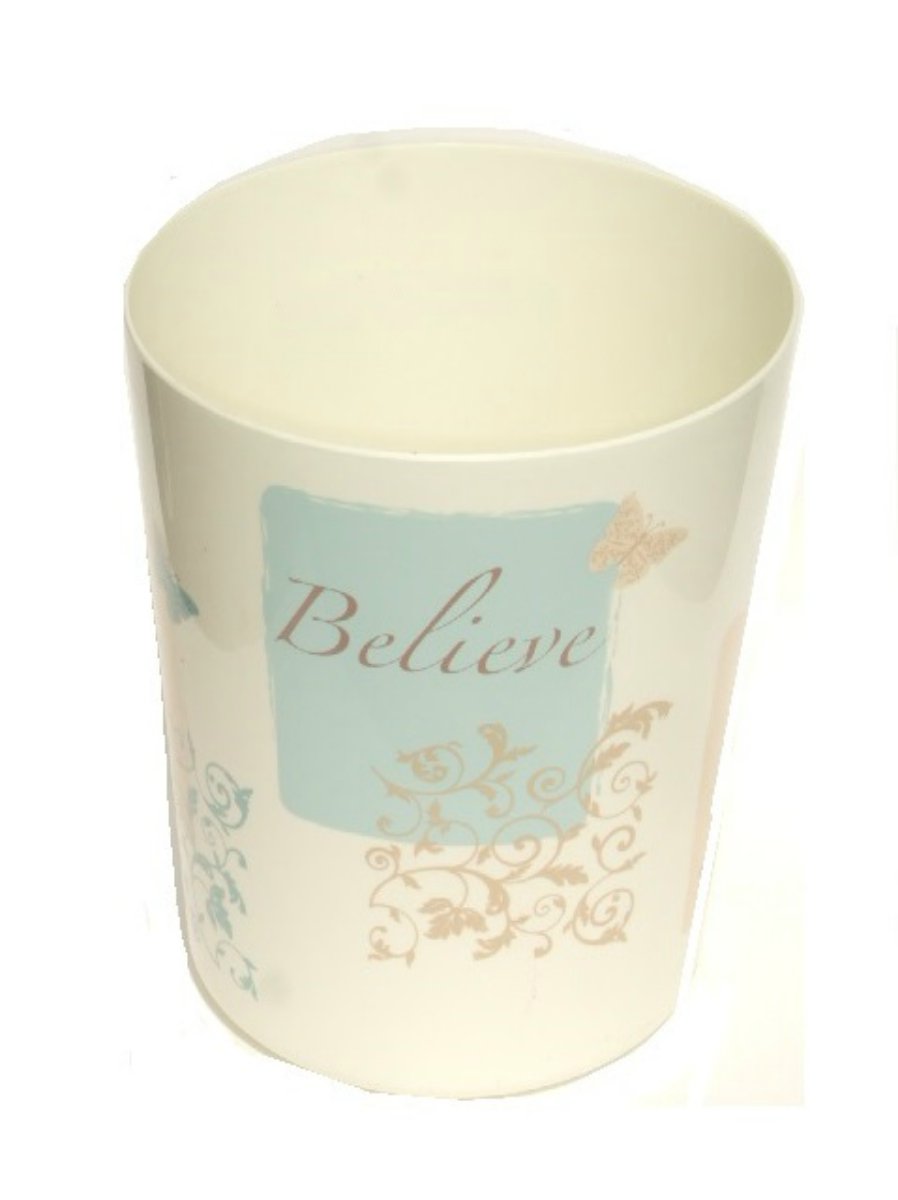 Butterfly Blessing Cream Waste Basket Believe Trust Praise Serve