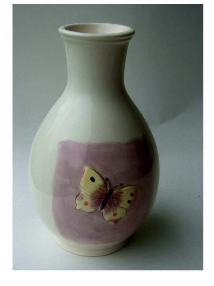 Amethyst Butterflies Ceramic Vase Decanter