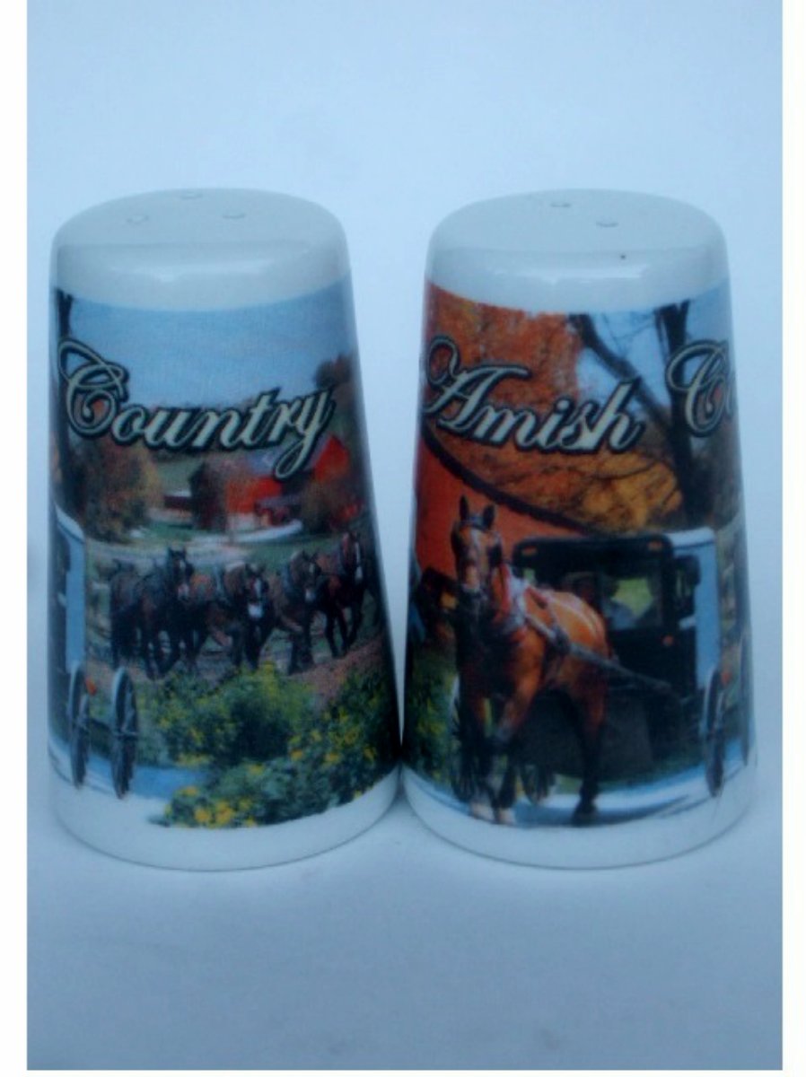 Amish Country Salt Pepper Shakers Ceramic