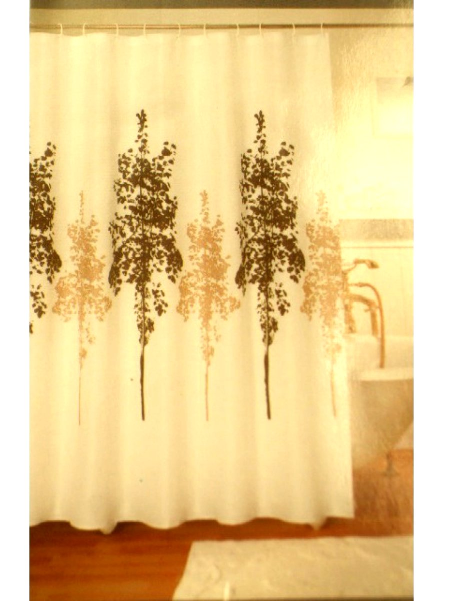 White Trees Fabric Shower Curtain