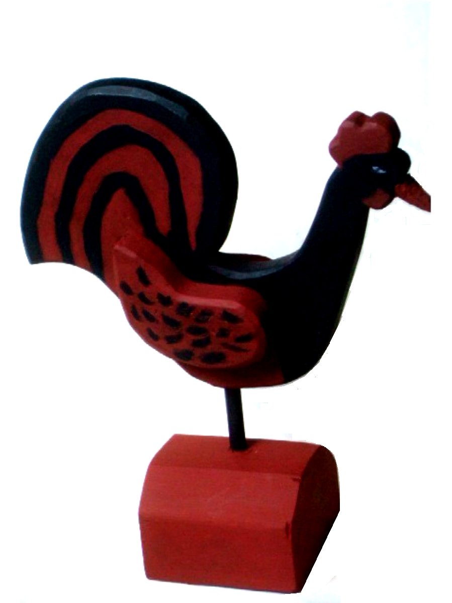 Wooden Red Rooster Figurine