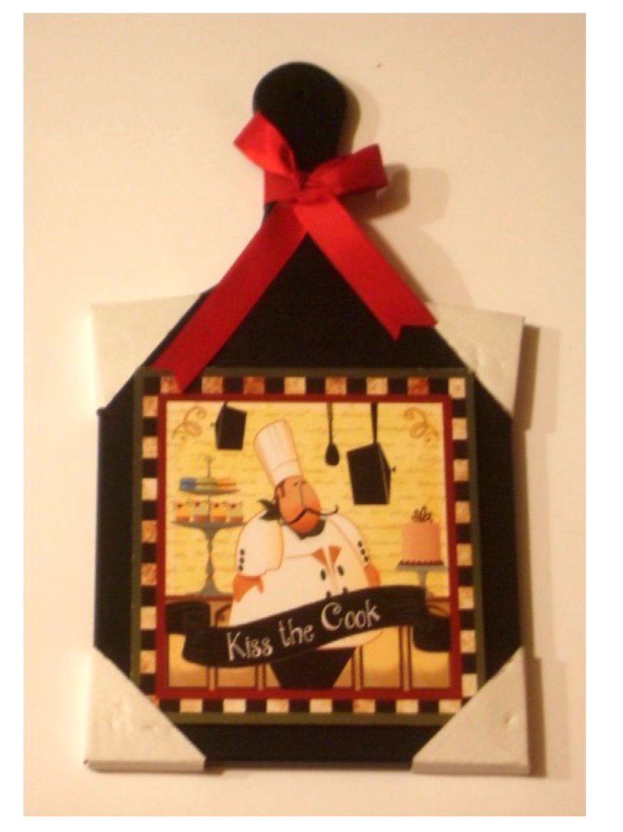 Fat Chef Kitchen Wall Plaque Kiss the Cook