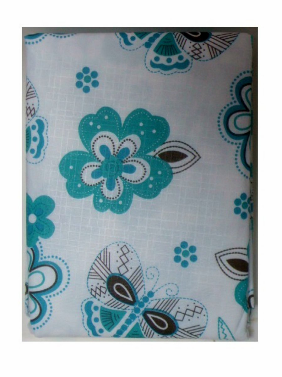 Teal Brown Calypso Floral and Butterflies Tablecloth