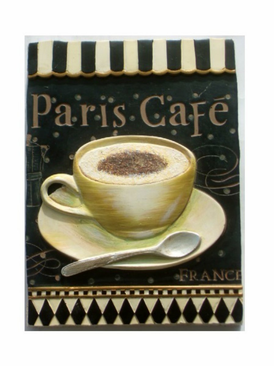 Paris Cafe Coffee Cup Resin Wall Plaque