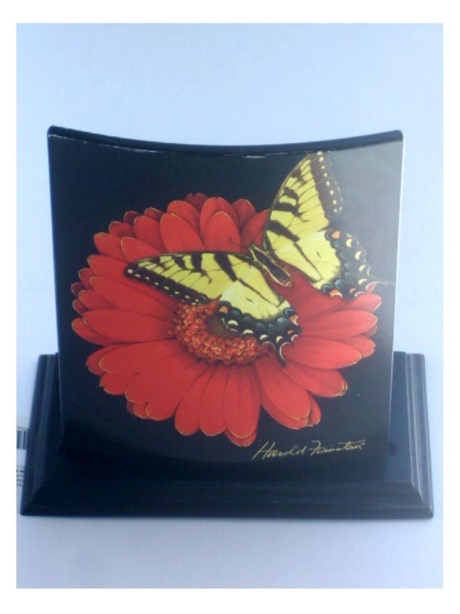 Flower and Butterfly Glass Candle Holder