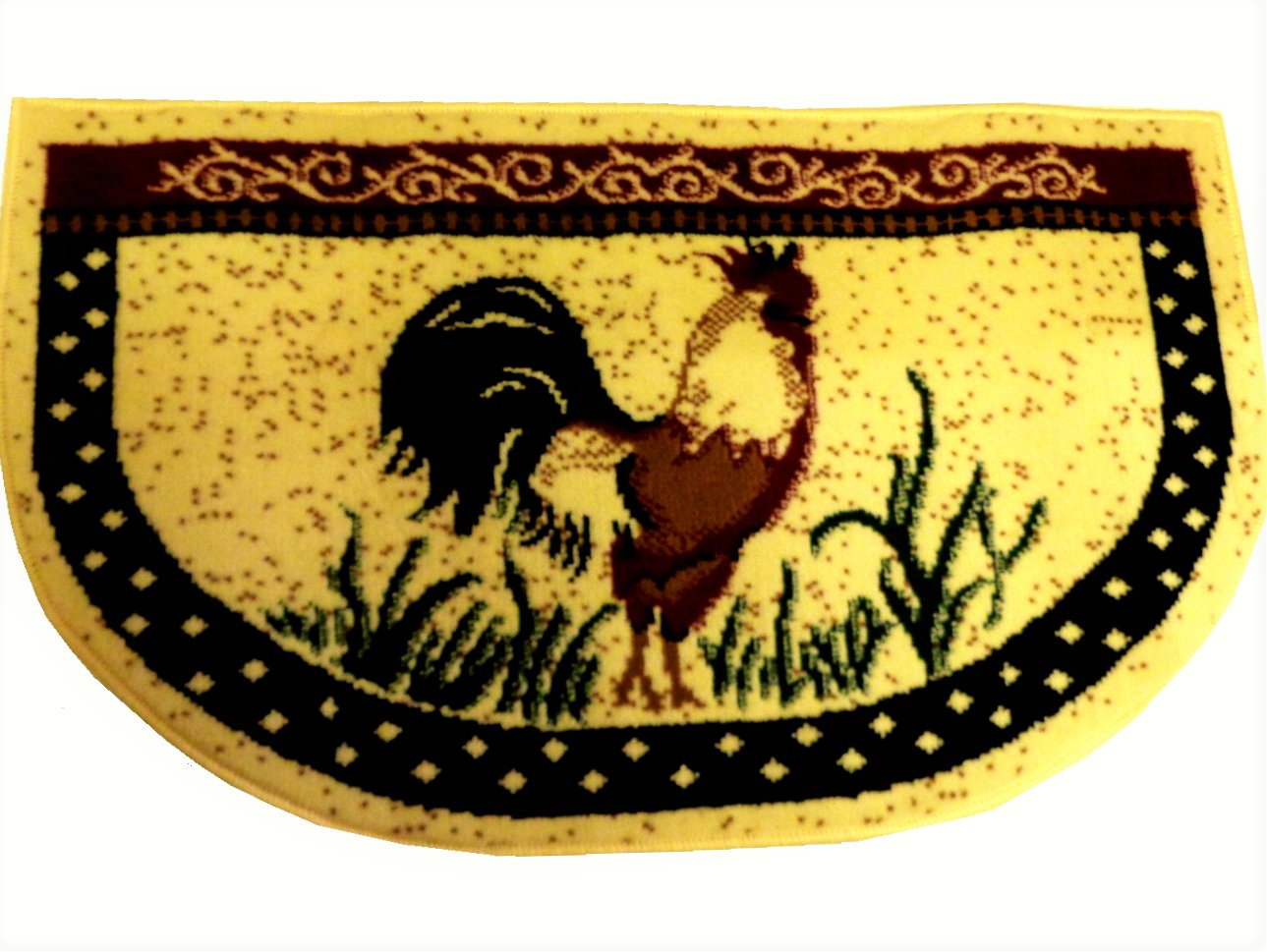Country Rooster Kitchen Rug Super Size Slice Mat