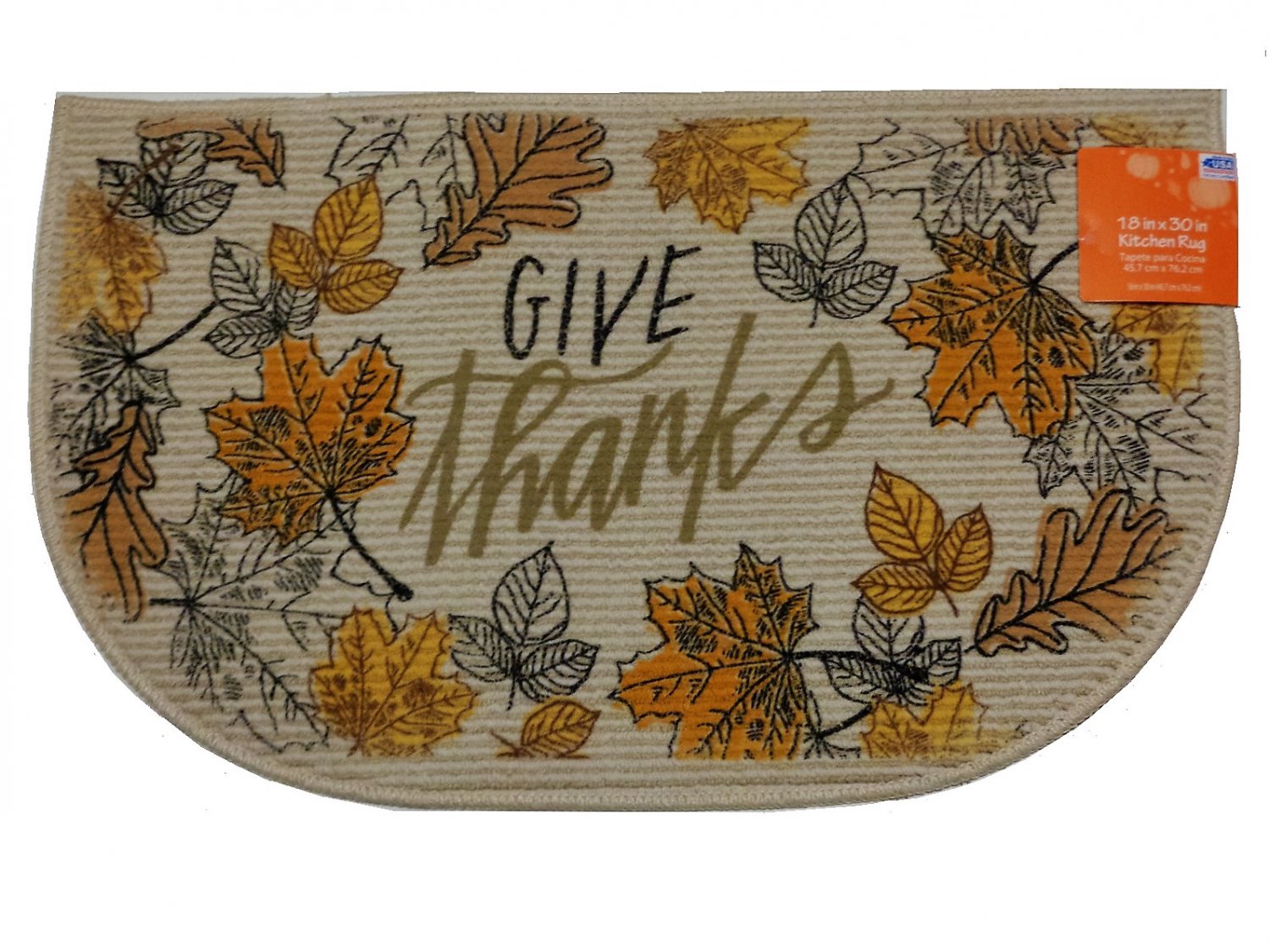 Fall Autumn Leaves Thanksgiving Kitchen Rug Give Thanks Mat