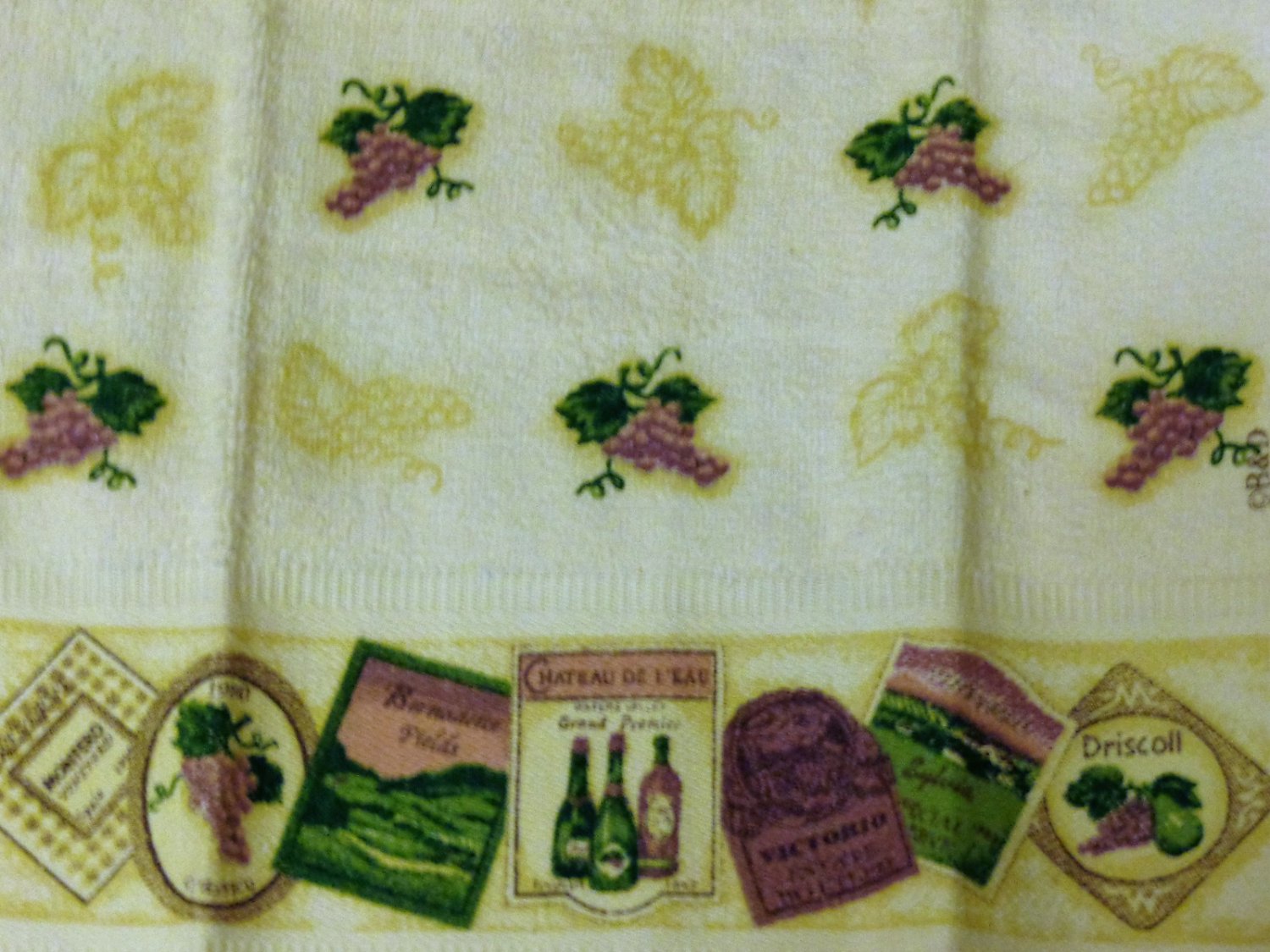 Grapes Wine Labels Kitchen Towels Set Linens