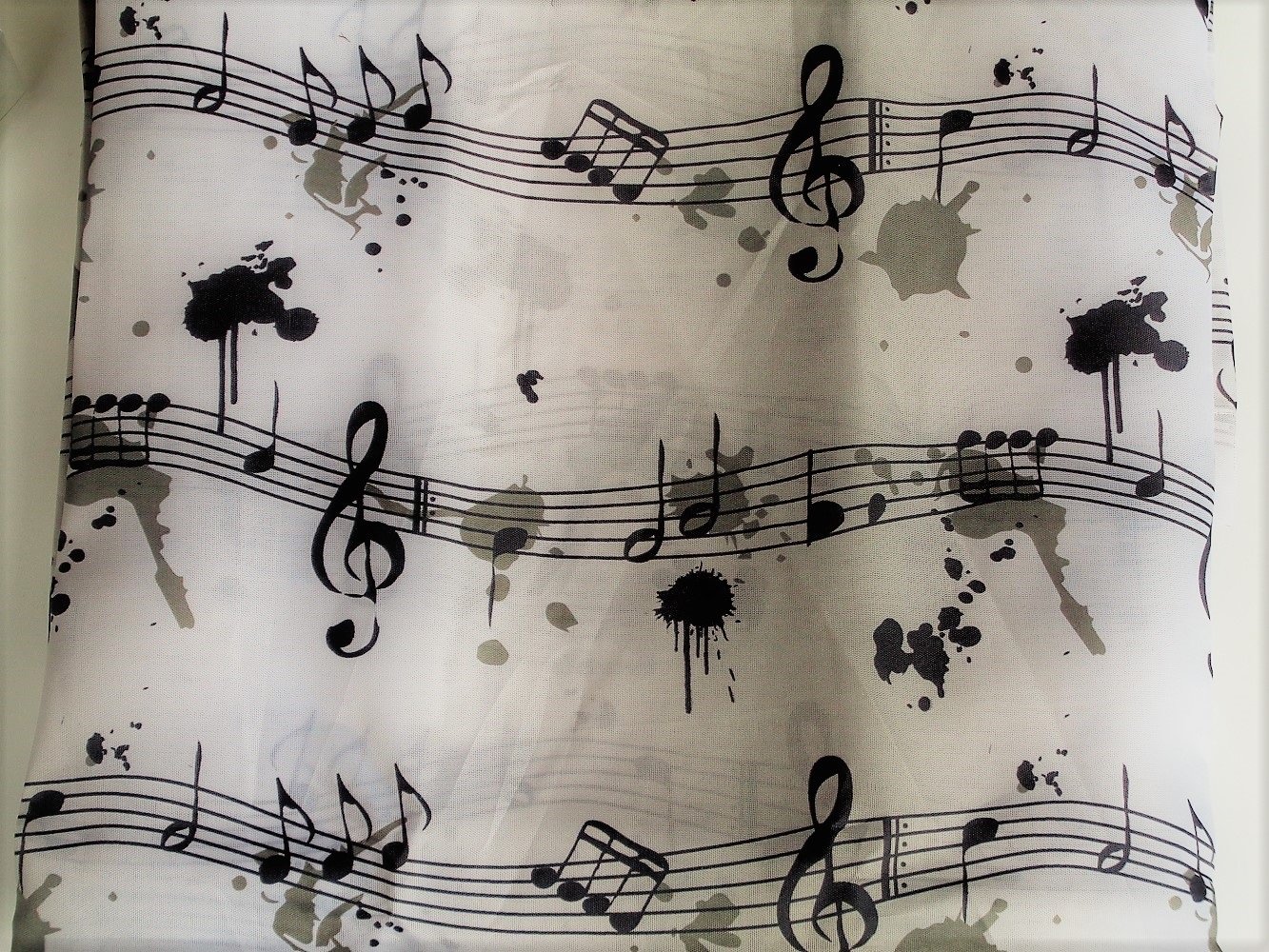 Musical Notes Fabric Shower Curtain and Hooks