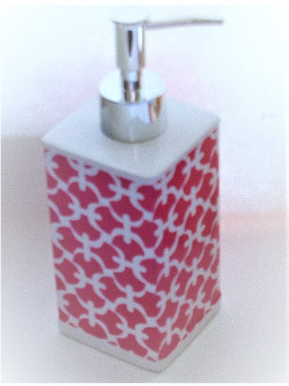 Pink Trellis Lotion Pump Soap Dispenser Ceramic
