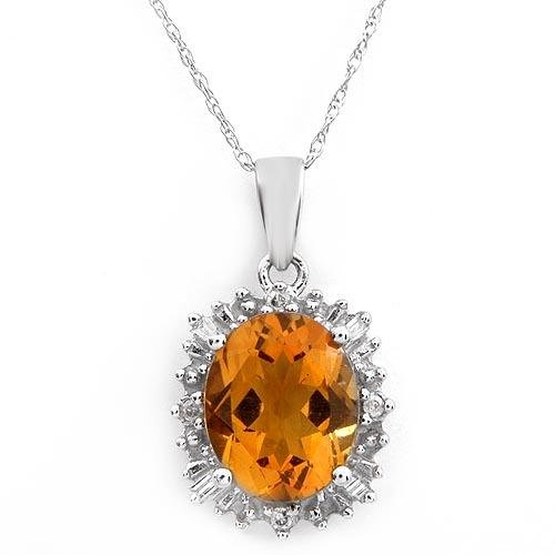 NEW NECKLACE 3.50ctw Diamonds & Citrine white gold $739