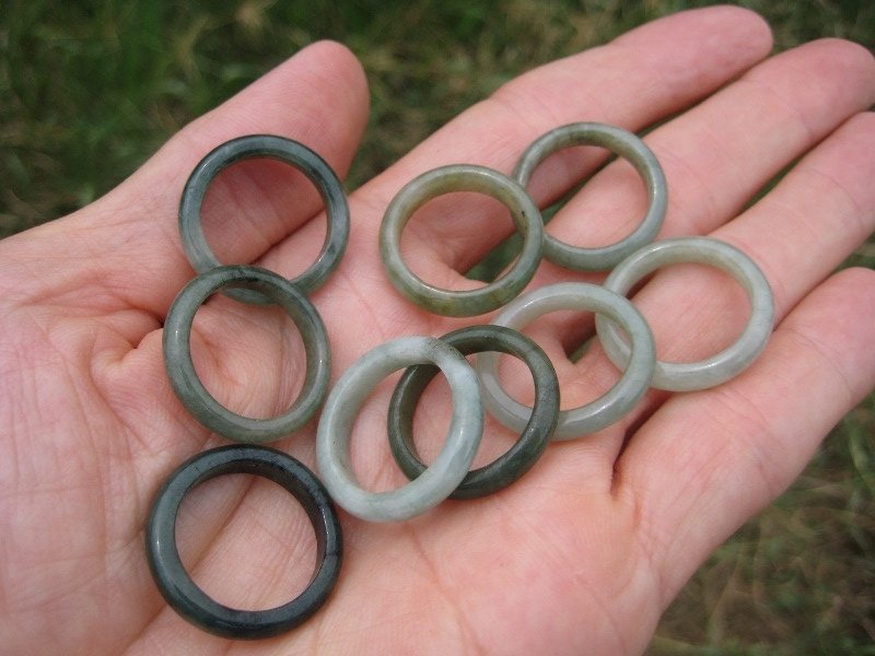 Set 9 ( lot ) Natural Jade ring Thailand jewelry stone art size US 6.75 7 A24