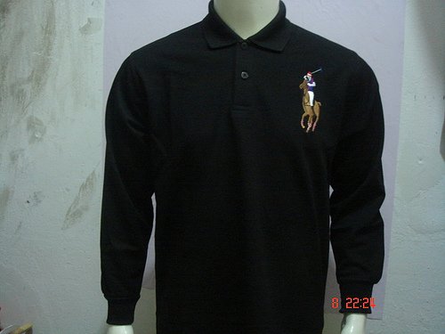 Mens Black Long Sleeve Ralph Lauren Polo shirt -T10
