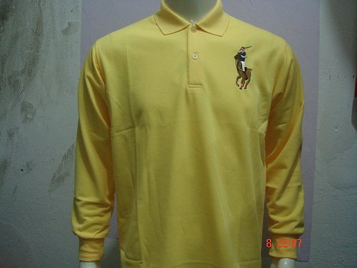 Mens Yellow Long Sleeve Ralph Lauren Polo shirt -T09