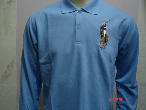 Mens Blue Long Sleeve Ralph Lauren Polo shirt -T08