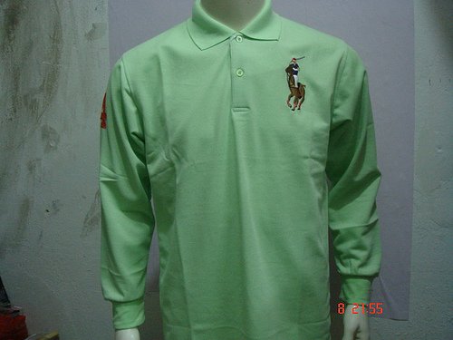 Mens Mint Green Long Sleeve Ralph Lauren Polo shirt -T07