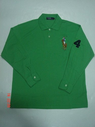 Mens Green Long Sleeve Ralph Lauren Polo shirt -T01